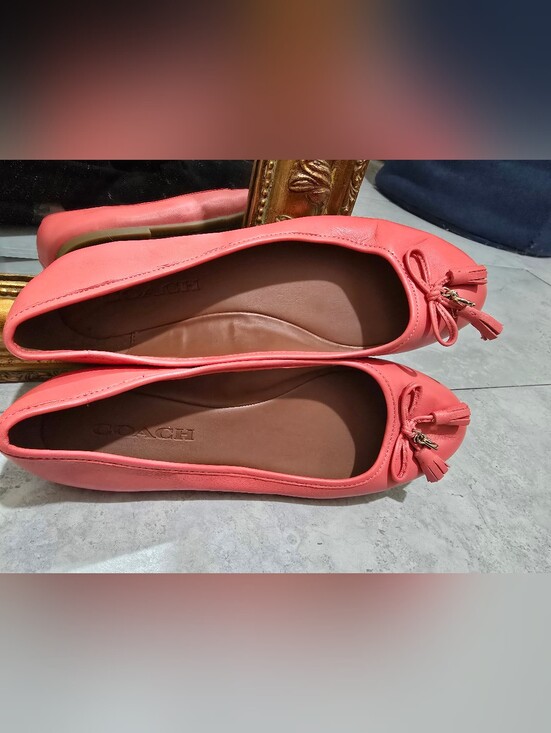 Coach Shoes - COACH Coral Pink Leather Ballet Flats with Tassel       ***shoes have been in a